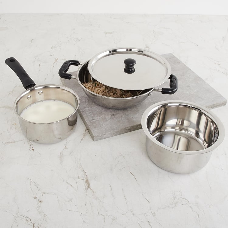 Buy Fiesta Silver Stainless Steel Cookware Set 4 Pcs From Home