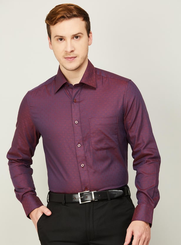 Buy Louis Philippe Men Textured Full Sleeves Regular Fit Formal Shirt