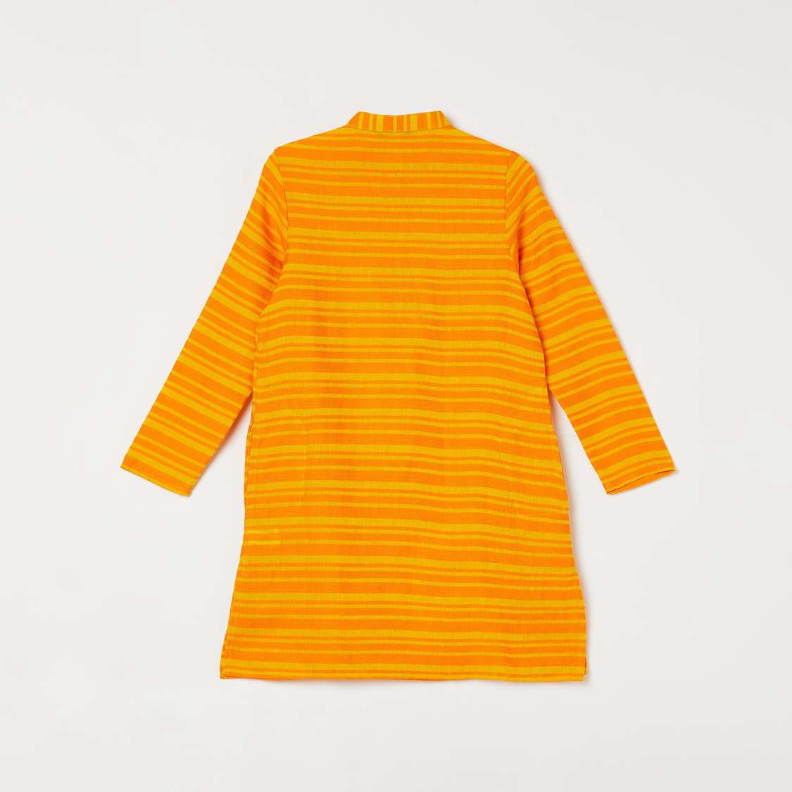 MELANGE Boys Striped Band Collar Kurta with Elasticated Waist Pyjamas