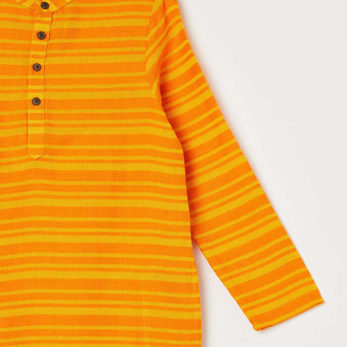 MELANGE Boys Striped Band Collar Kurta with Elasticated Waist Pyjamas