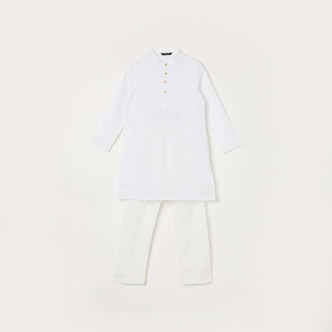 MELANGE Boys Embroided Kurta with Elasticated Waist Pyjamas