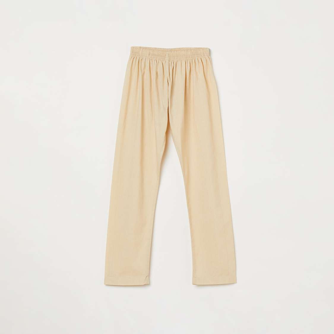MELANGE Solid Band Collar Kurta with Elasticated Waist Pyjamas