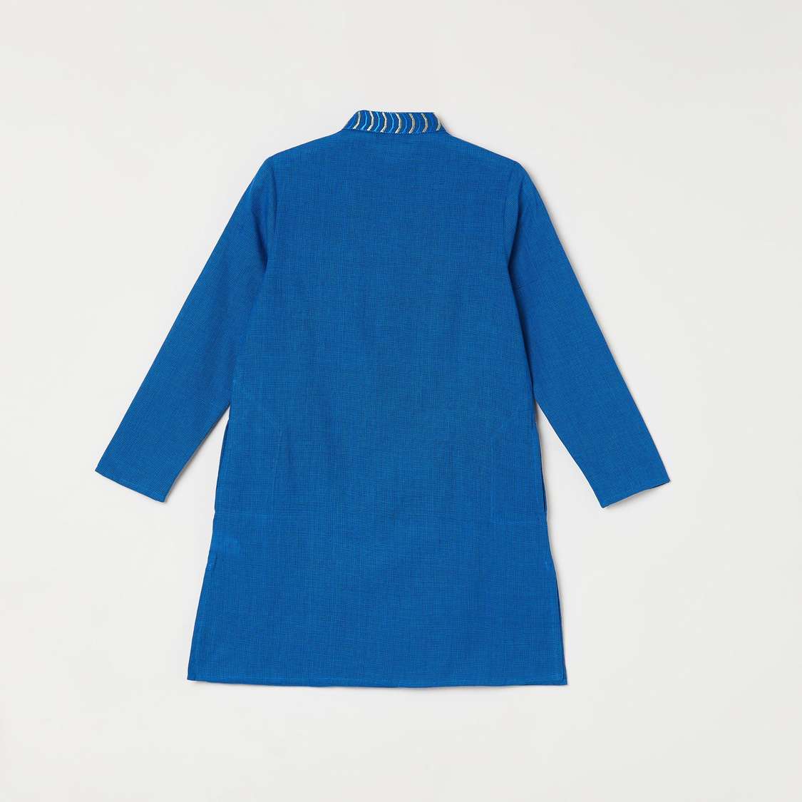 MELANGE Boys Solid Band Collar Kurta with Elasticated Waist Pyjamas