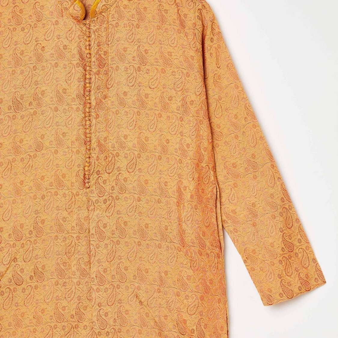 MANYAVAR Boys Jacquard Patterned Kurta with Pyjama