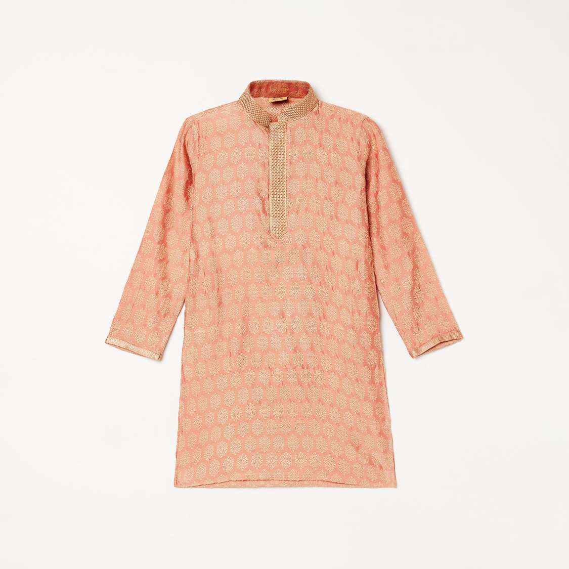 MANYAVAR Boys Jacquard Pattern Kurta with Pyjama