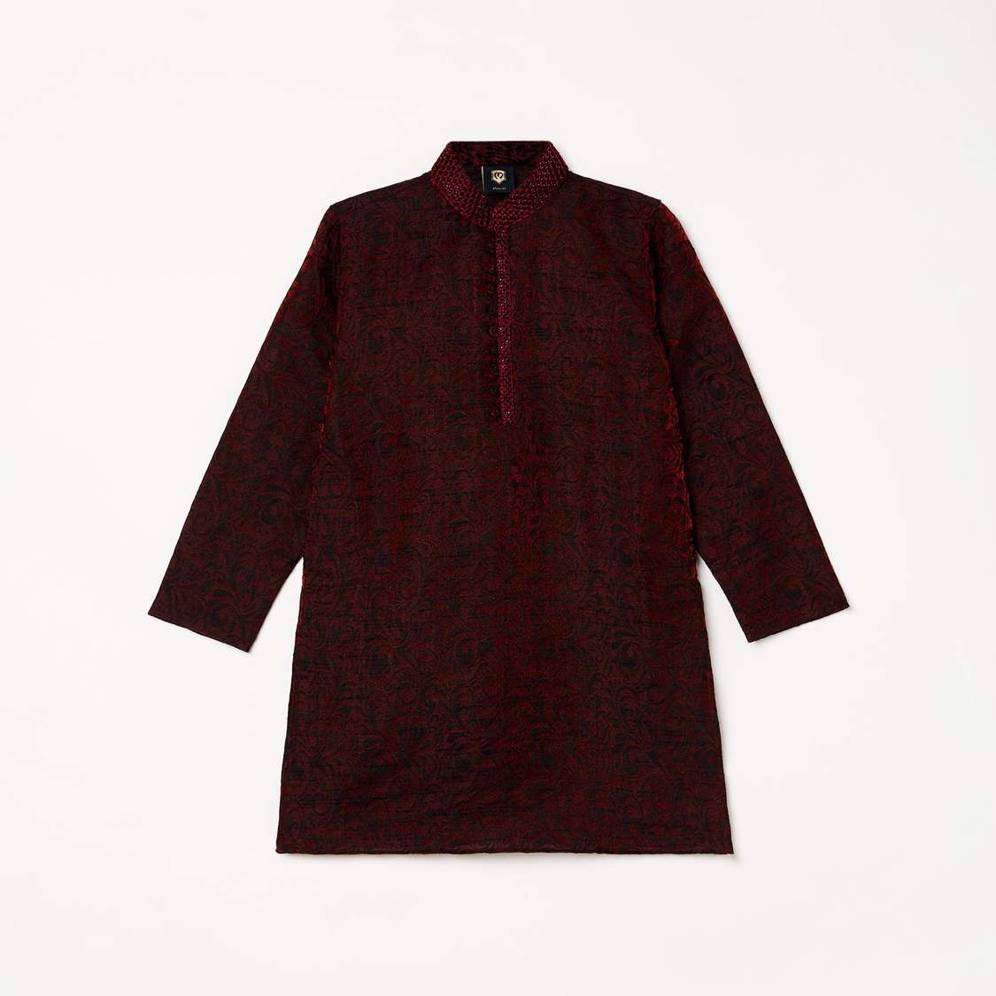 MANYAVAR Boys Jacquard Patterned Kurta with Pyjama
