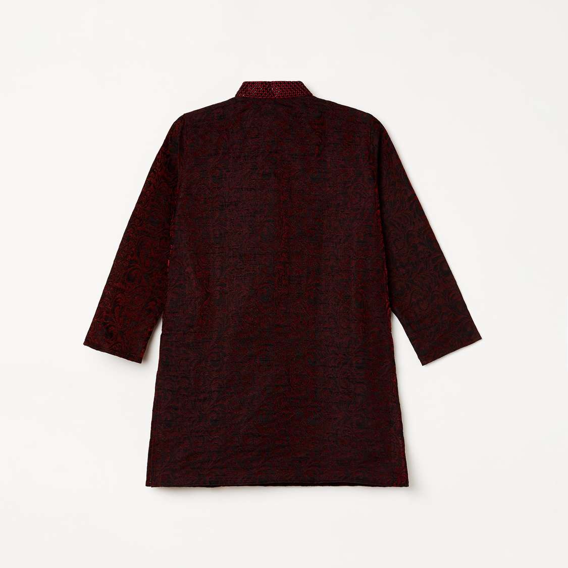 MANYAVAR Boys Jacquard Patterned Kurta with Pyjama
