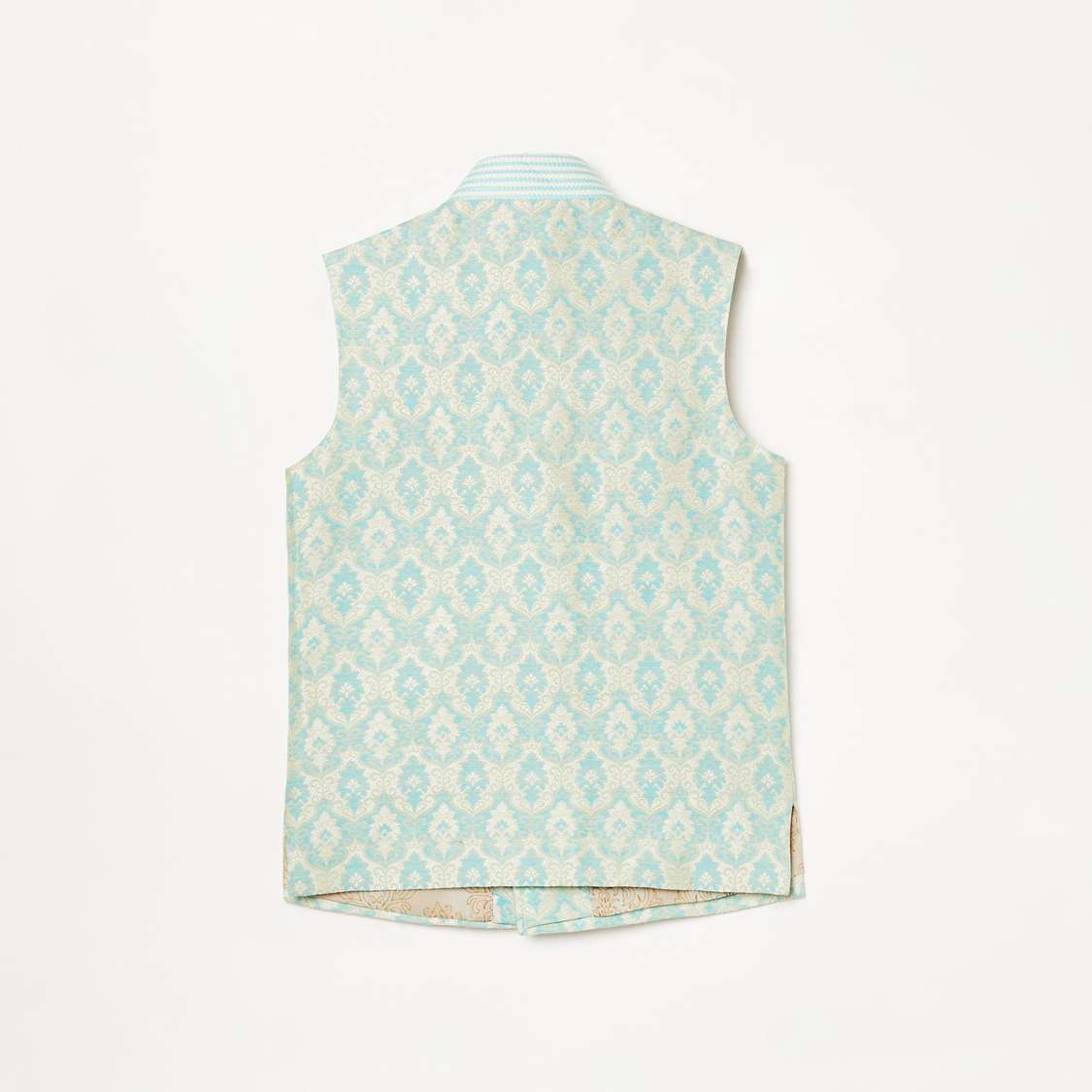 MANYAVAR Textured Kurta with Pyjama and Printed Waistcoat
