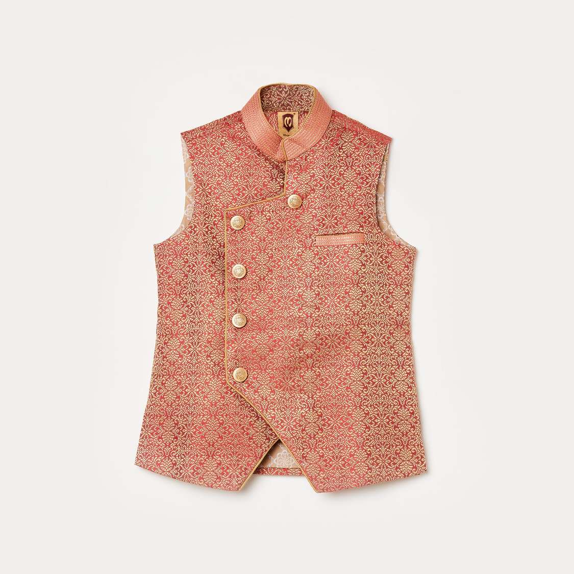 MANYAVAR Solid Kurta with Pyjama and Textured Waistcoat