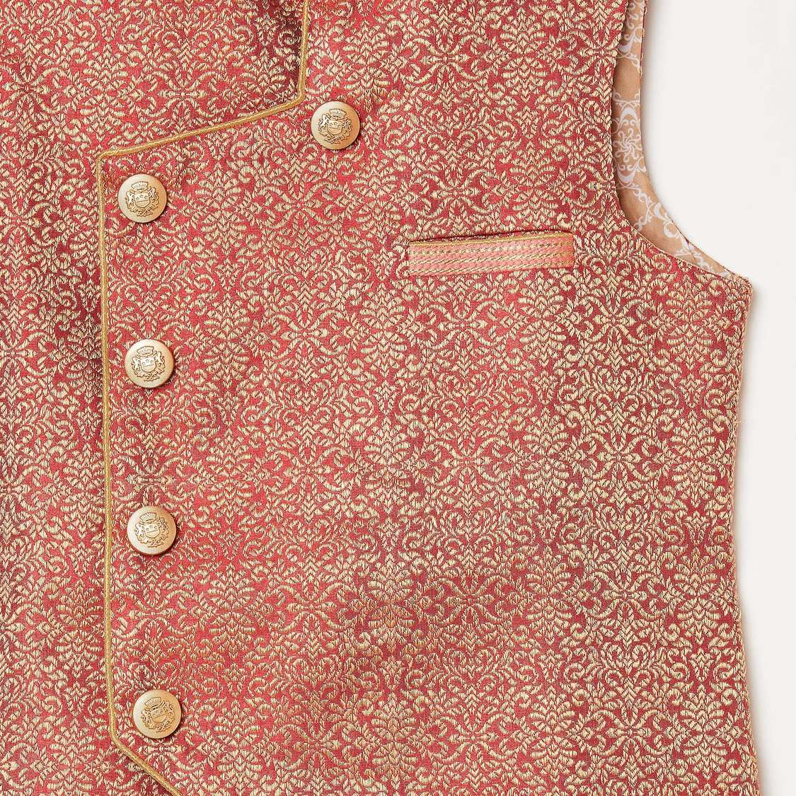 MANYAVAR Solid Kurta with Pyjama and Textured Waistcoat