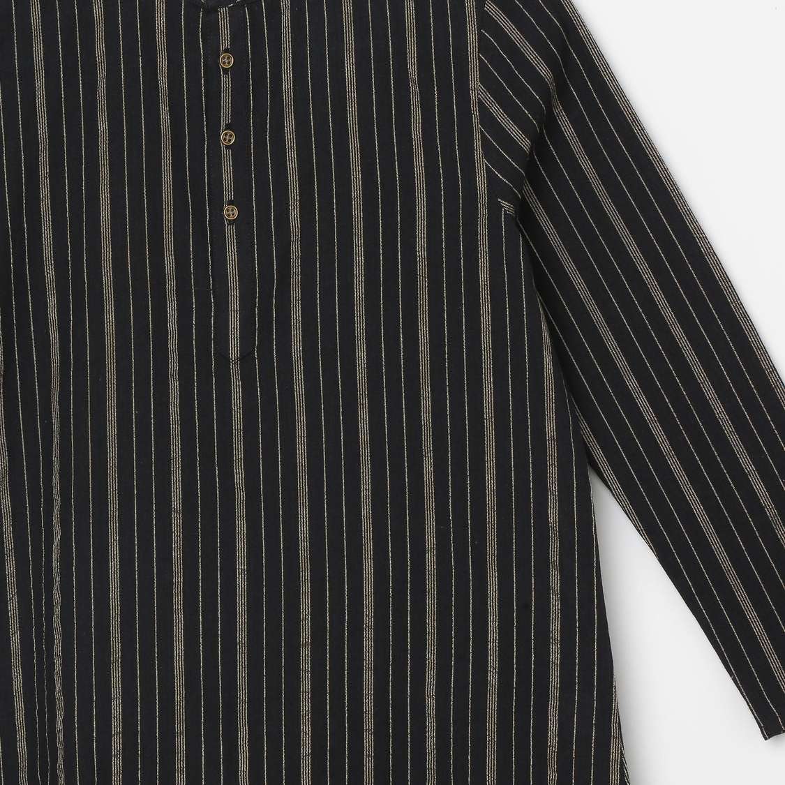 MELANGE Boys Striped Band Collar Kurta with Elasticated Waist Pyjamas