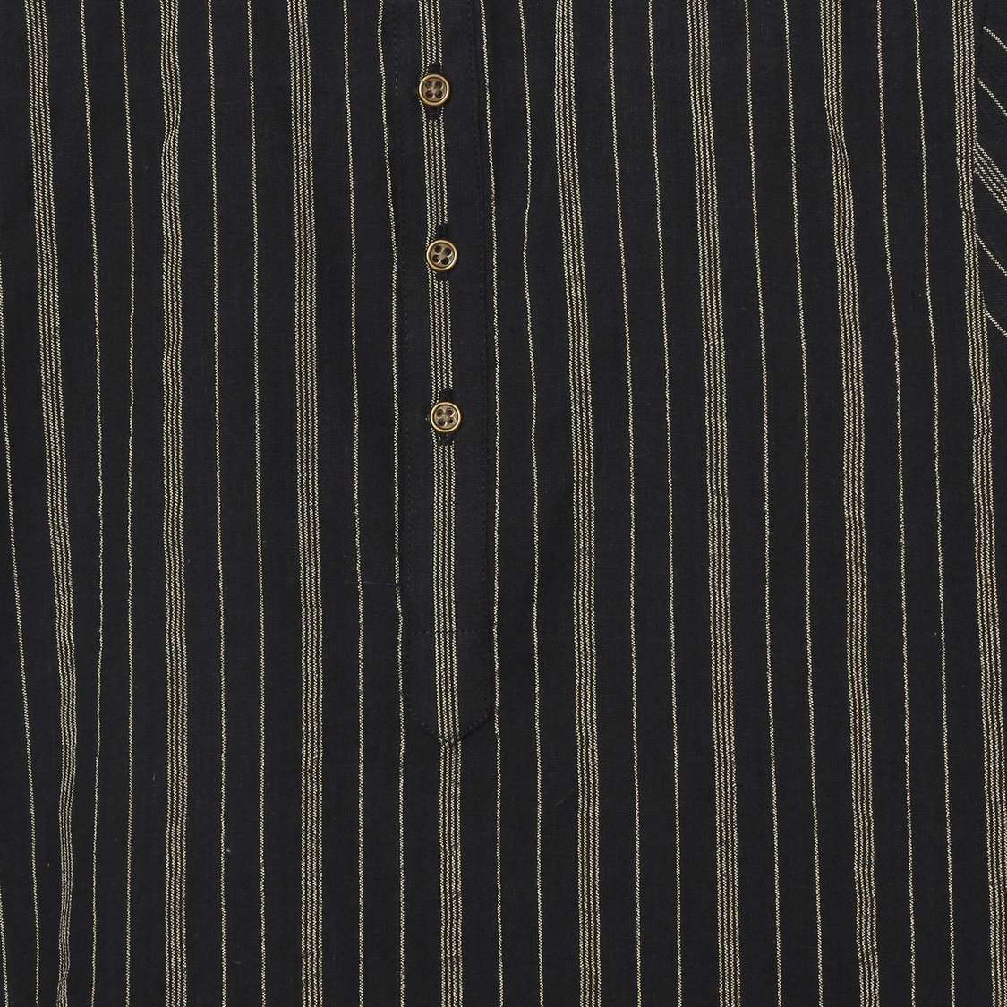 MELANGE Boys Striped Band Collar Kurta with Elasticated Waist Pyjamas