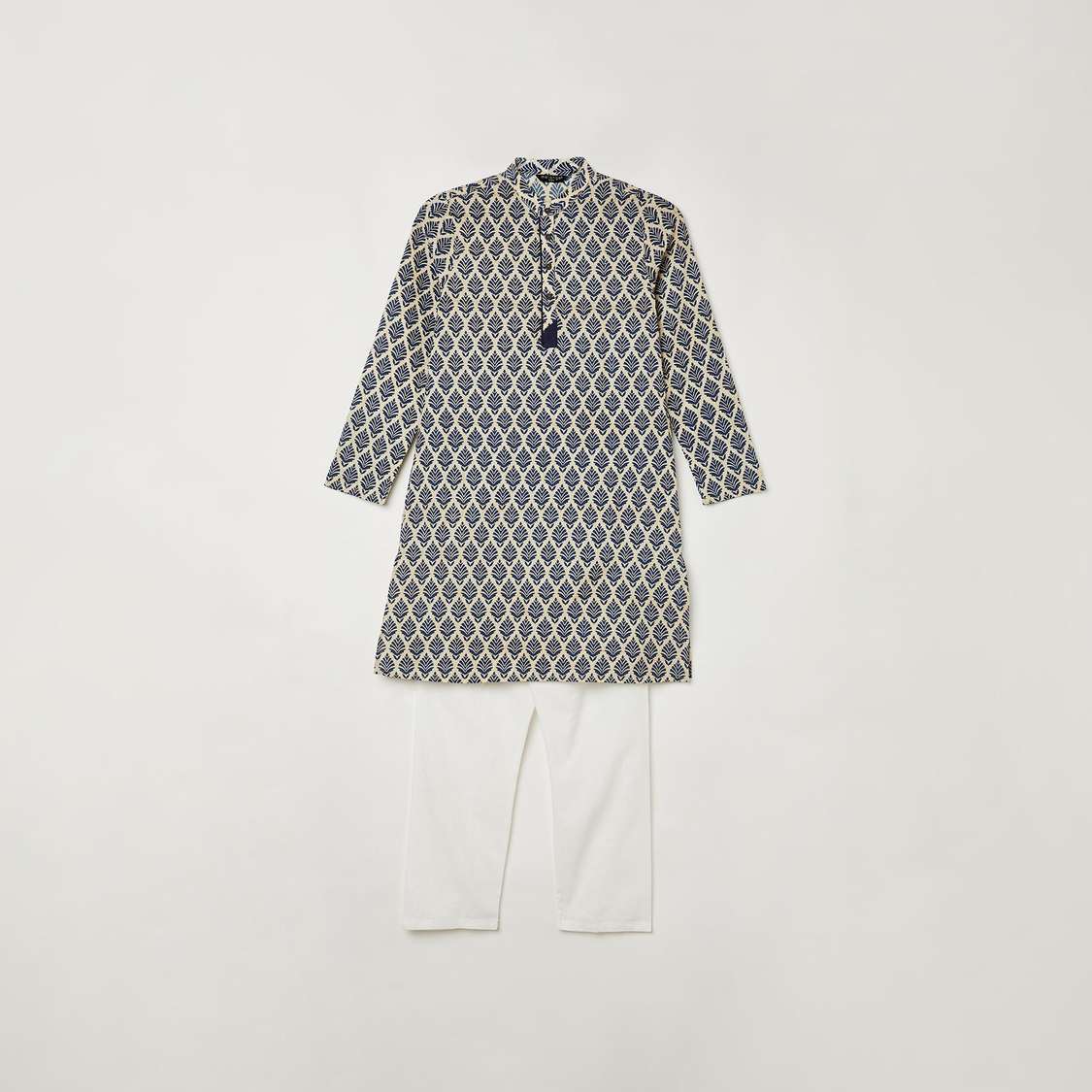 MELANGE Boys Printed Kurta with Elasticated Pyjamas