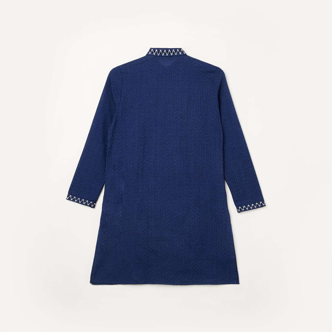 MELANGE Solid Band Collar Kurta with Elasticated Waist Pyjamas