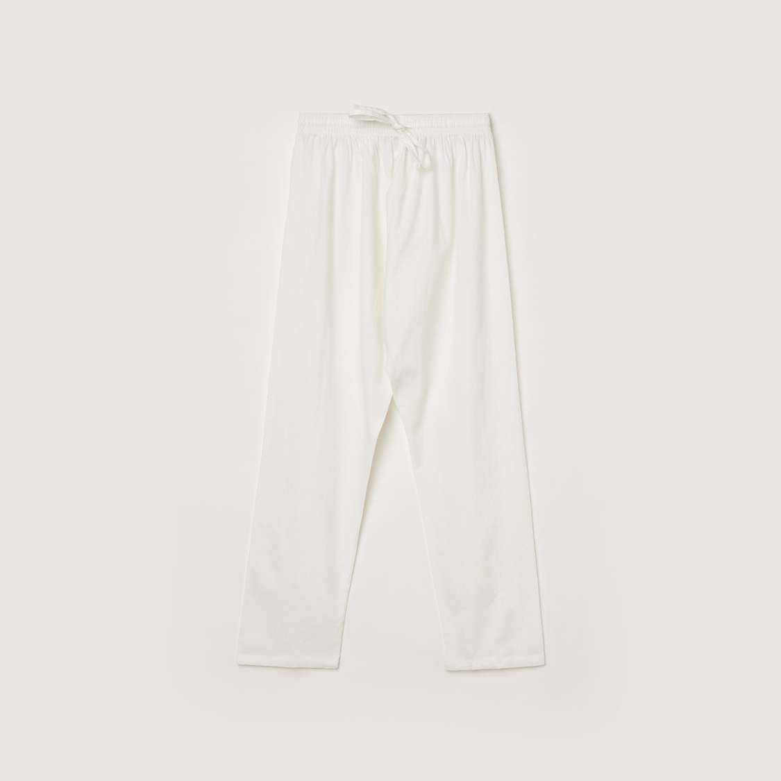 MELANGE Solid Band Collar Kurta with Elasticated Waist Pyjamas