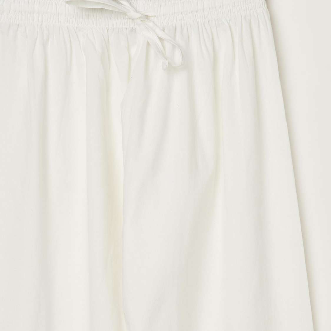 MELANGE Solid Band Collar Kurta with Elasticated Waist Pyjamas