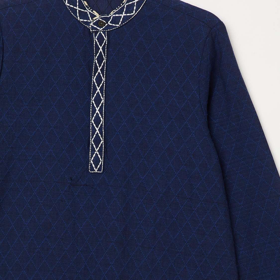 MELANGE Embroidered Kurta with Solid Elasticated Pyjamas