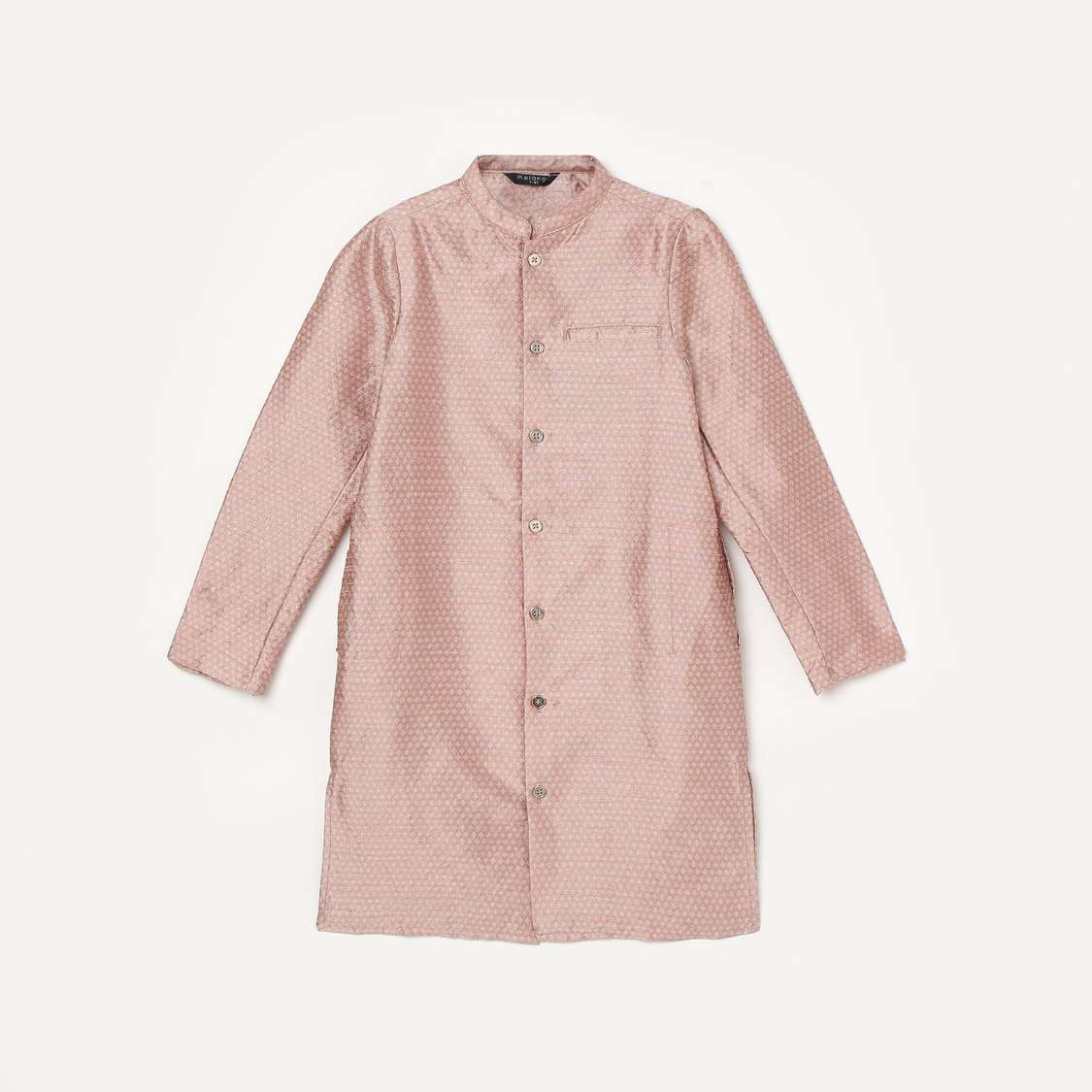 MELANGE Boys Printed Band Collar Kurta with Elasticated Waist Pyjamas