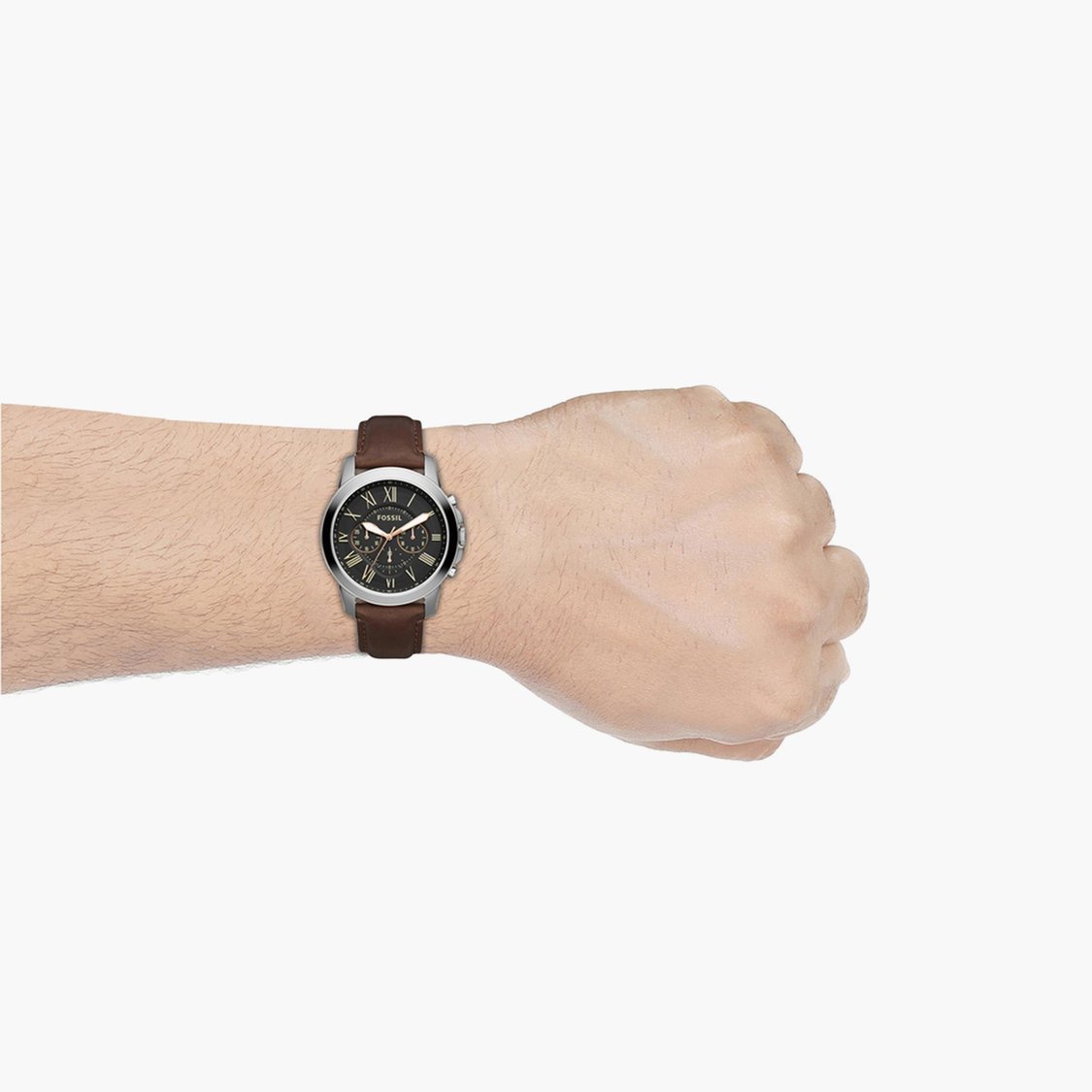 FOSSIL Grant Men Round Chronograph Watch with Leather Strap - FS4813I
