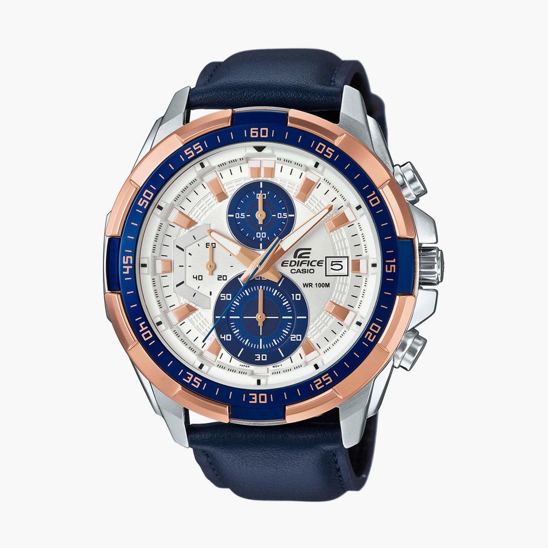 CASIO Men Chronograph Leather Strap Watch - EFR-539L-7CVUDF