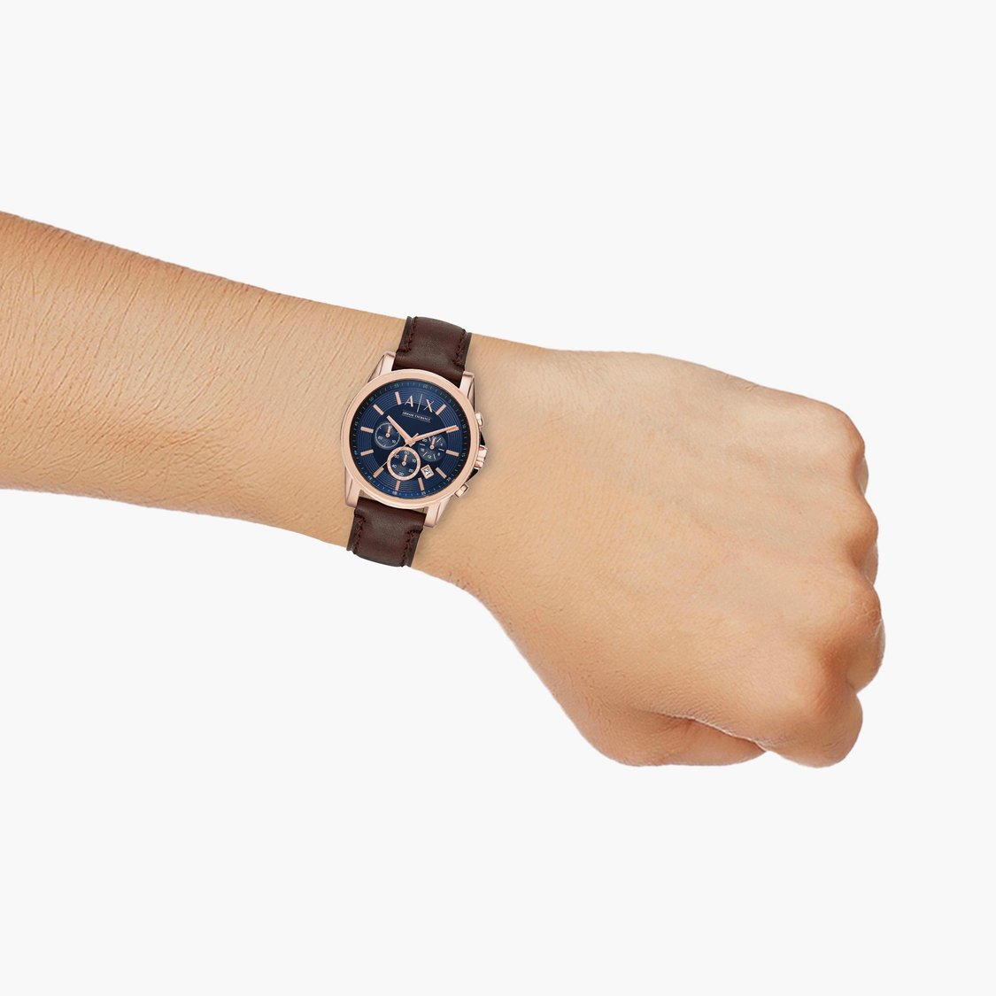 Buy ARMANI EXCHANGE Men Chronograph Watch with Leather Strap