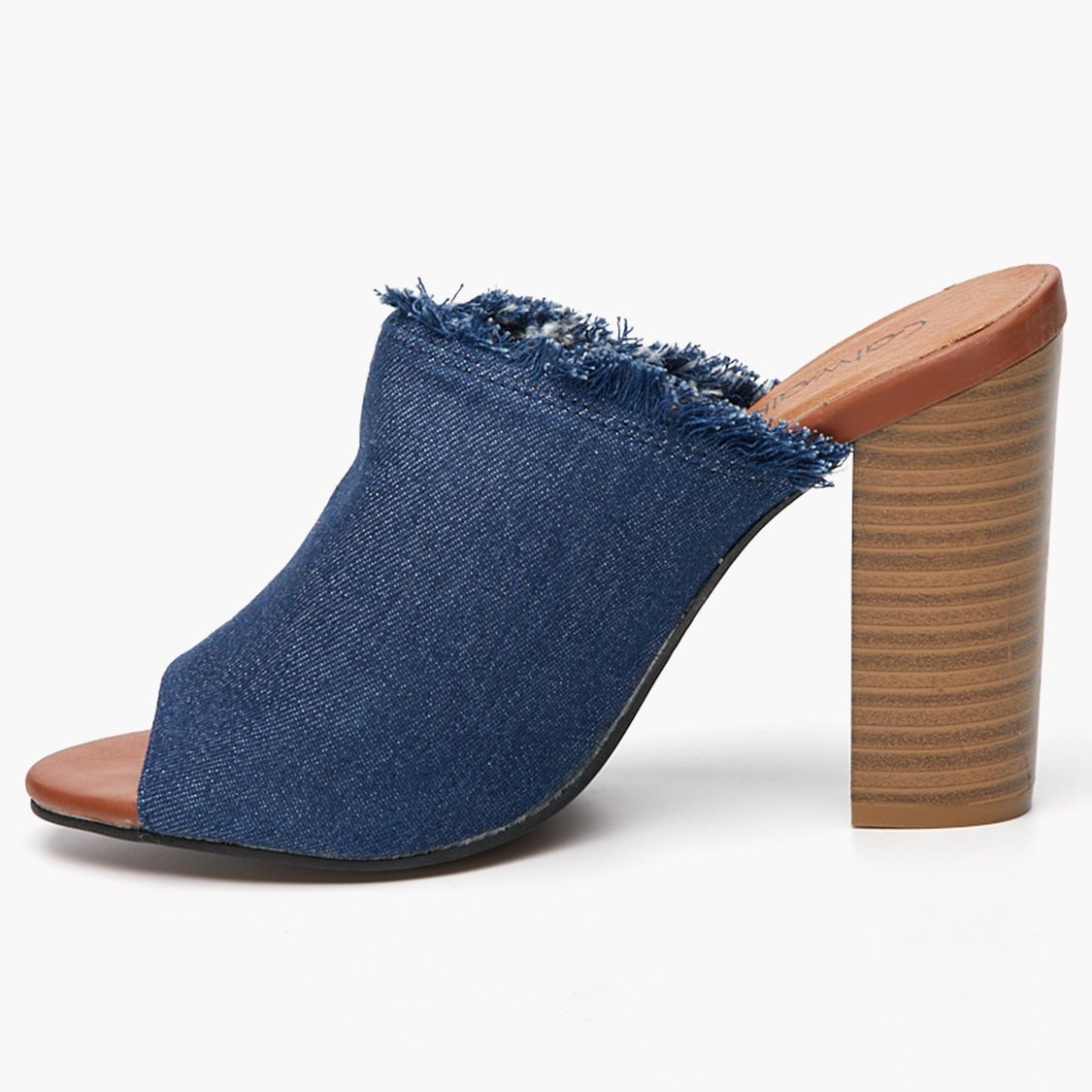 Buy CATWALK Embroidered Denim Mules Block Heels from Catwalk at just INR 2895.0