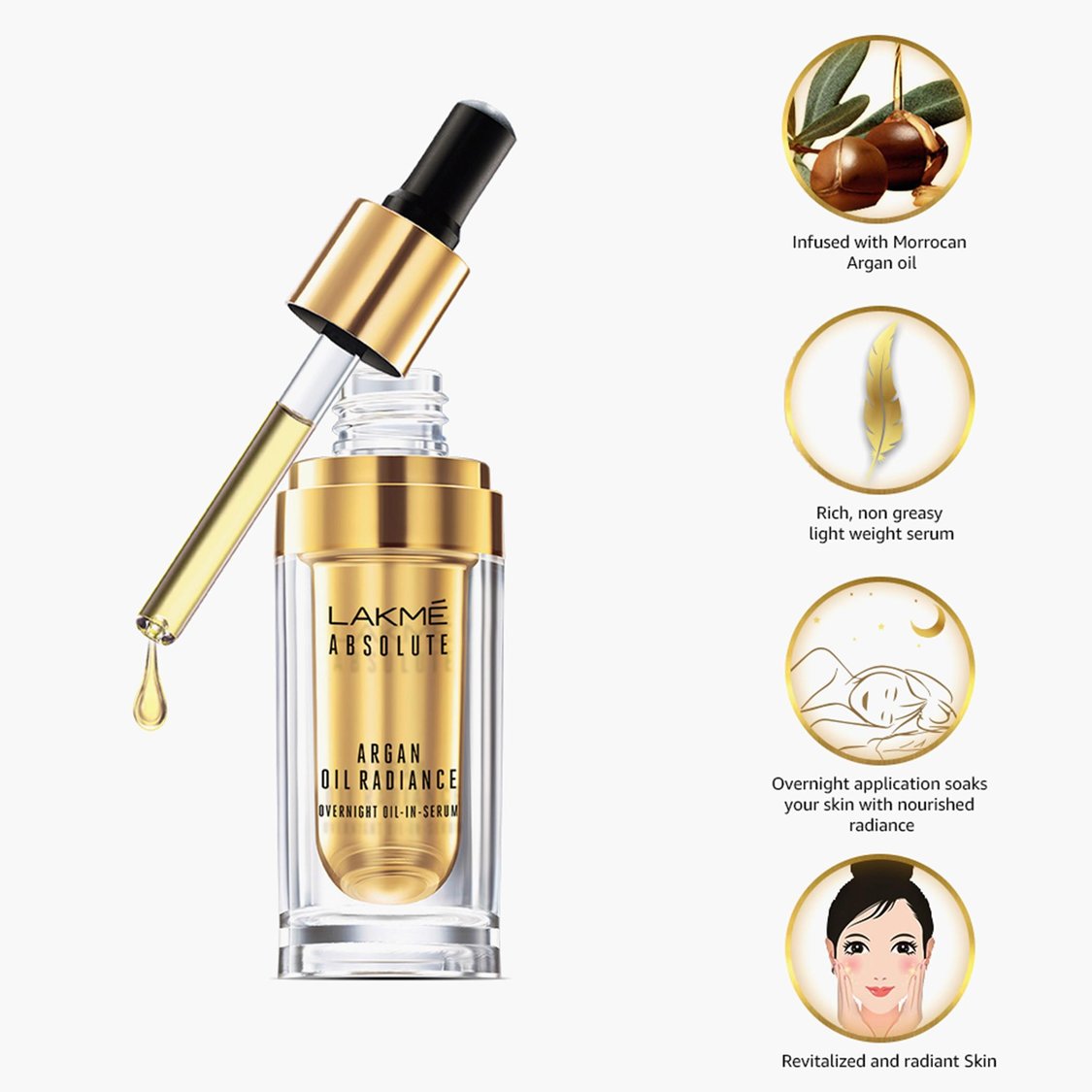 LAKME Absorb Argan Oil Radiance Overnight Oil-in-Serum
