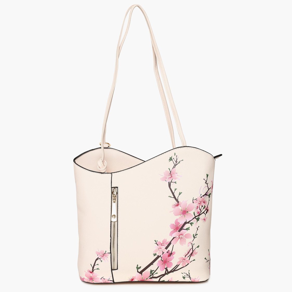 GINGER Floral Print Zip Detail Shoulder Bag