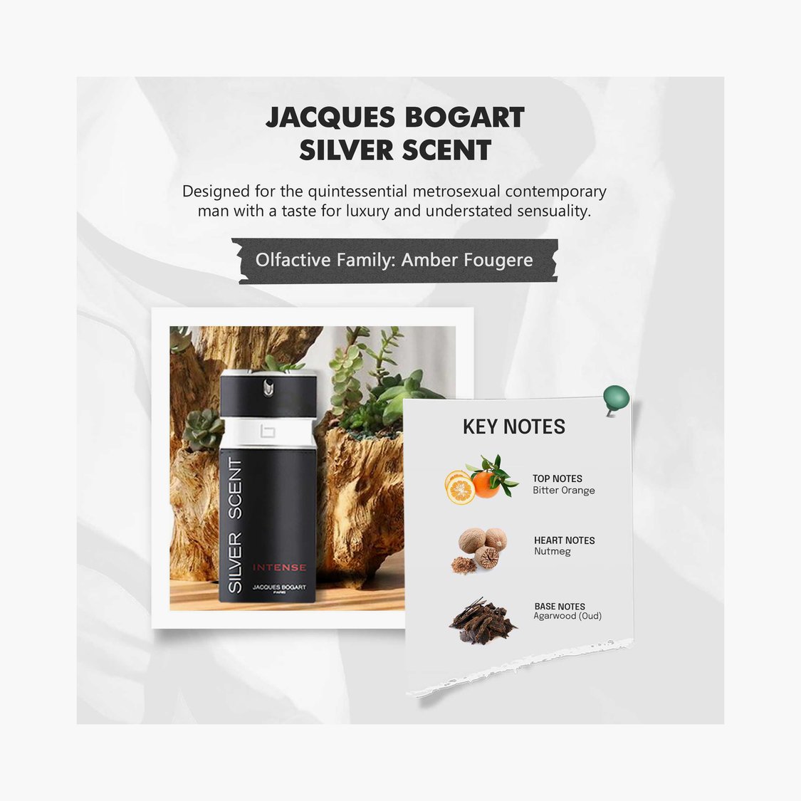 JACQUES BOGART Men Silver Scent Intense Eau de Toilette- 100ml