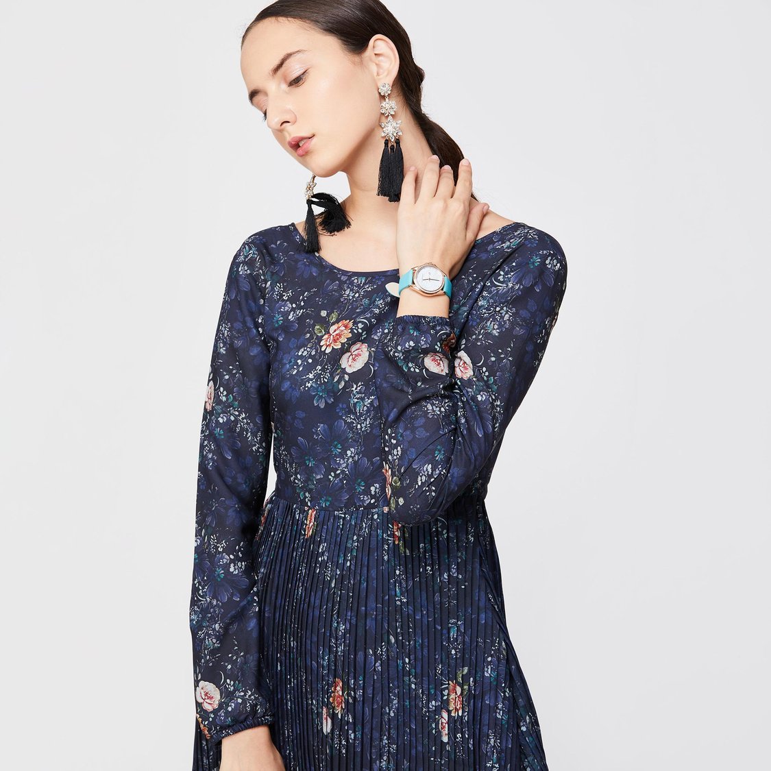 Buy GIORDANO Marble Textured Crystal Encrusted Dial Leather Strap