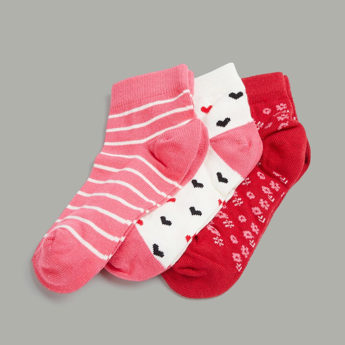 FAME FOREVER Girls Jacquard Socks - Pack of 3 - 3-8 Y