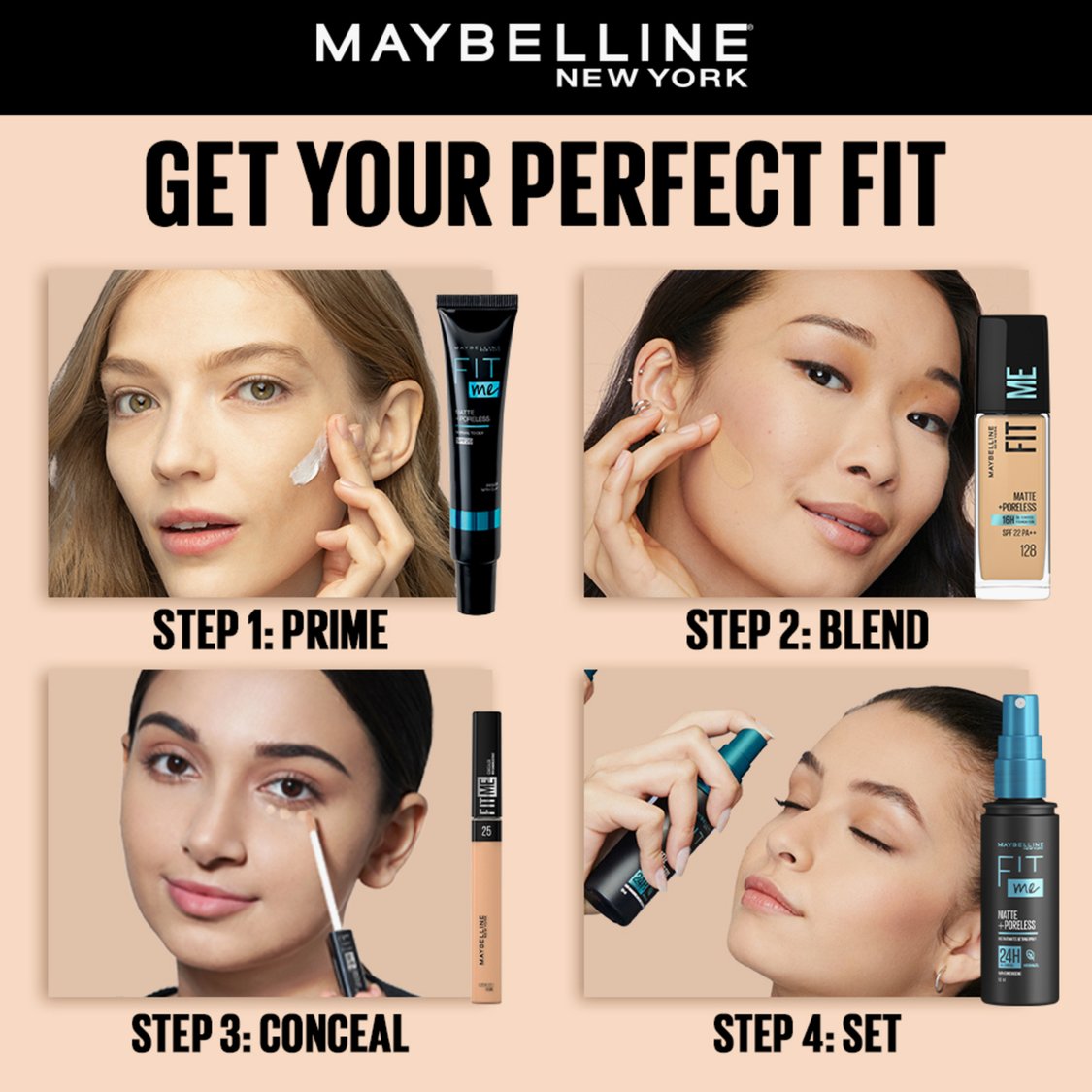 MAYBELLINE NEW YORK Fit Me Matte + Poreless Liquid Foundation