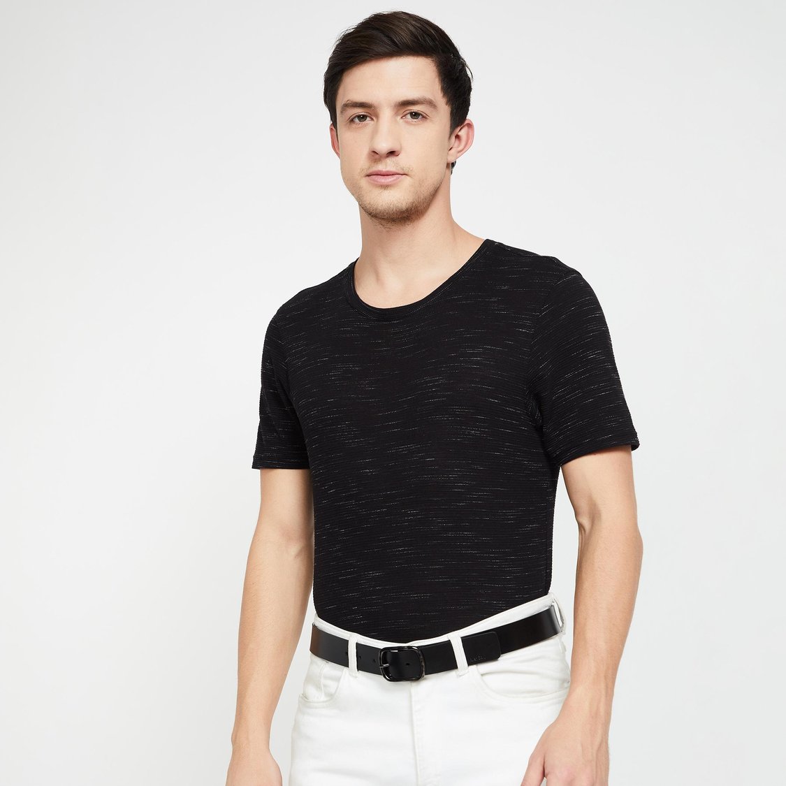 ALLEN SOLLY Genuine Leather Textured Casual Belt