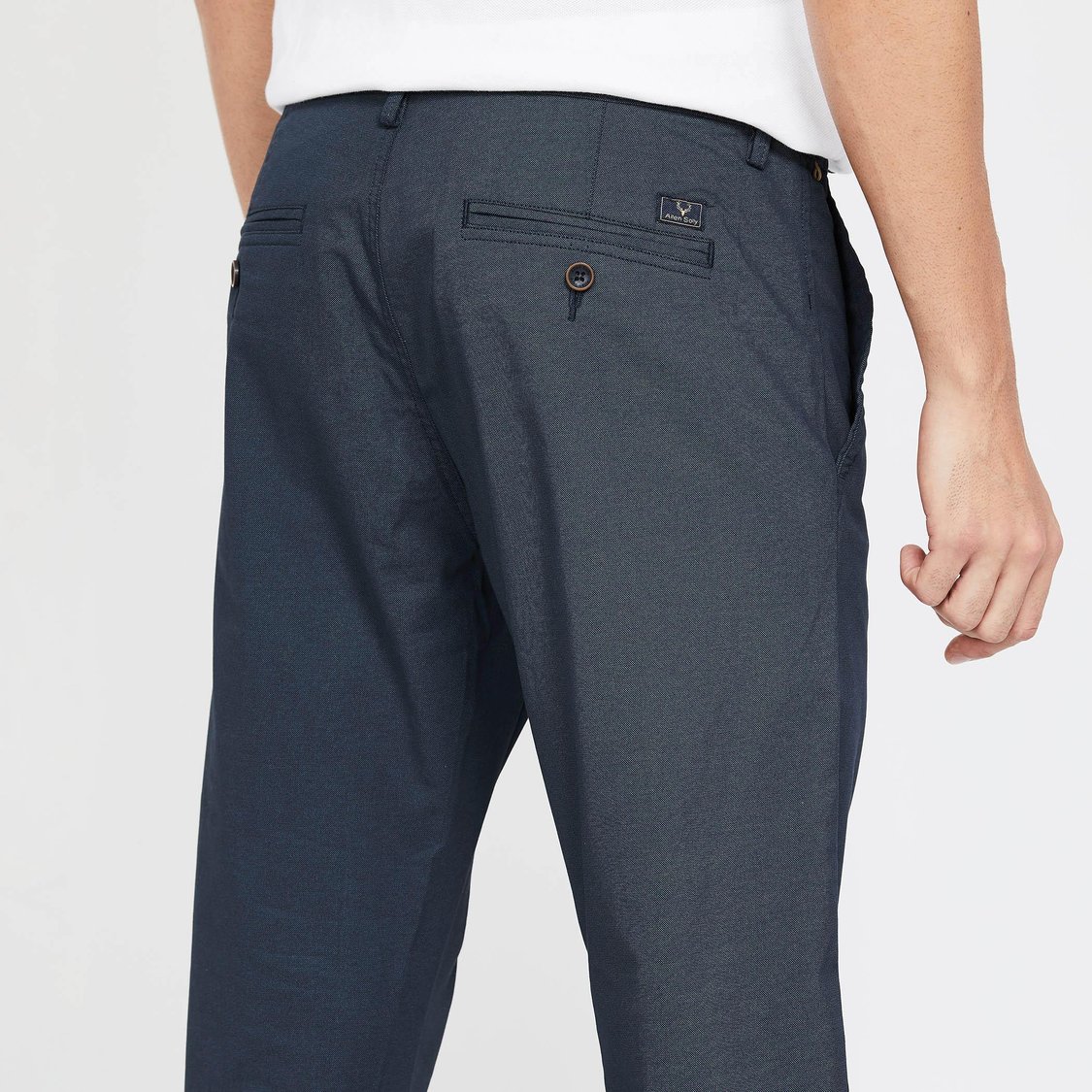 ALLEN SOLLY Textured Slim Fit Casual Trousers