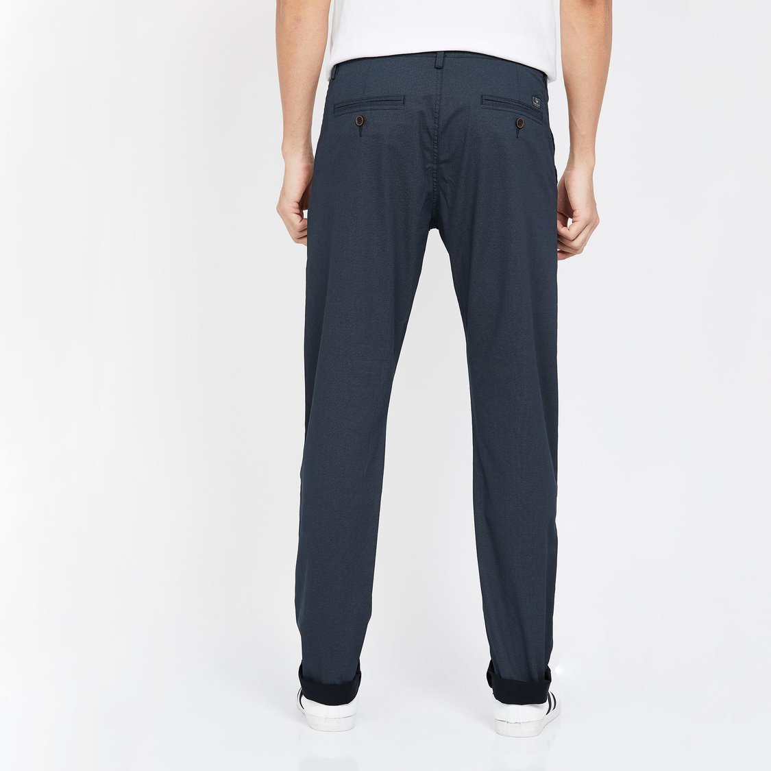 ALLEN SOLLY Textured Slim Fit Casual Trousers