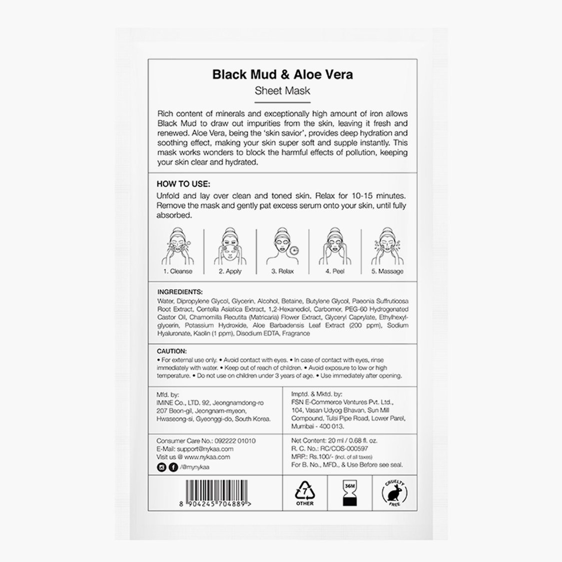 NYKAA Skin Secrets Sheet Mask - Black Mud + Aloe