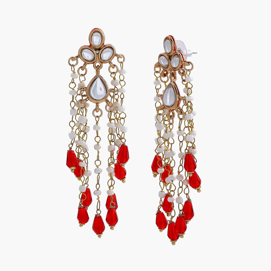 ESTELE Beaded Drop-Earrings with Stone Embellishments