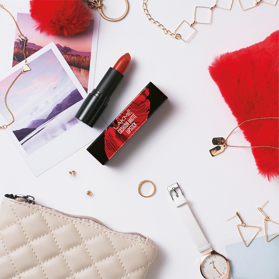 LAKME Cushion Matte Lipstick - Red Orchid - 4.5g