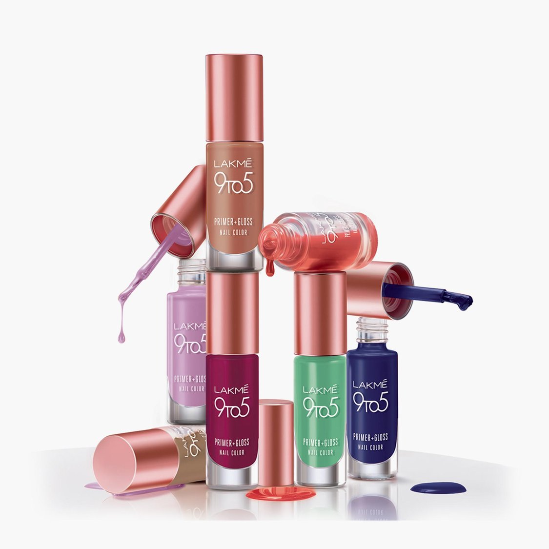 LAKME 9To5 Primer + Gloss Nail Colour- Peach Puff- 6ml
