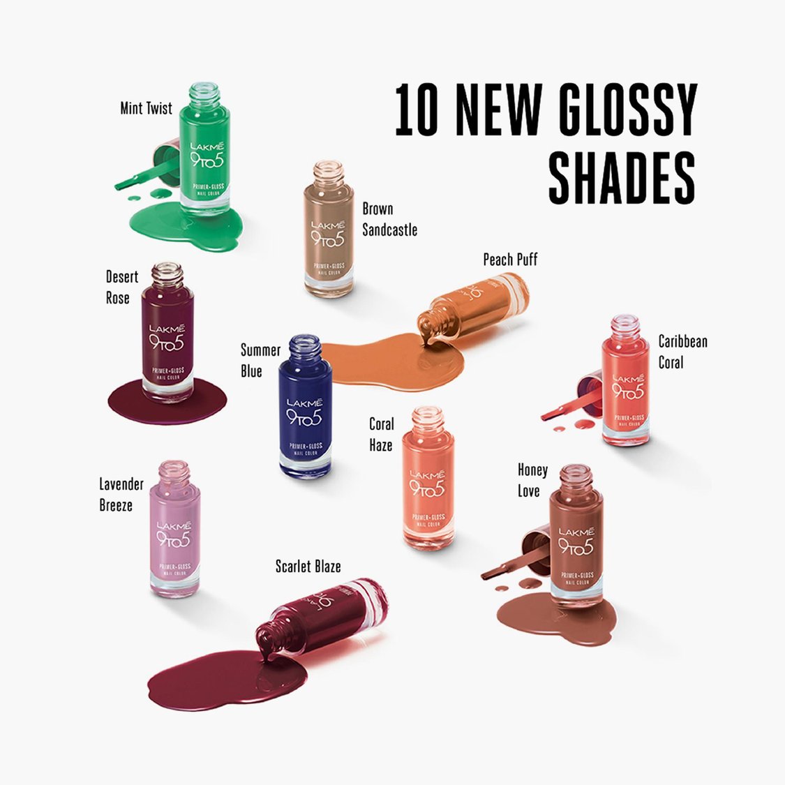 LAKME 9To5 Primer + Gloss Nail Colour- Peach Puff- 6ml