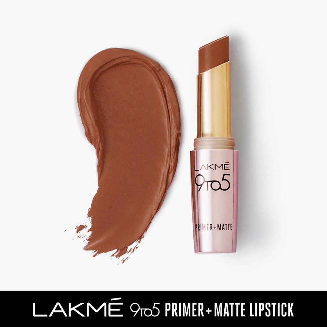 LAKME 9 To 5 Primer + Matte Lipstick- Rustic Brown- 3.6g