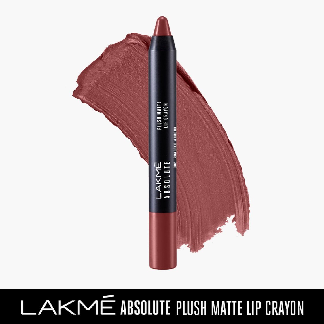 LAKME Absolute Plush Matte Lip Crayon- 302 Roasted Almond- 2.8g