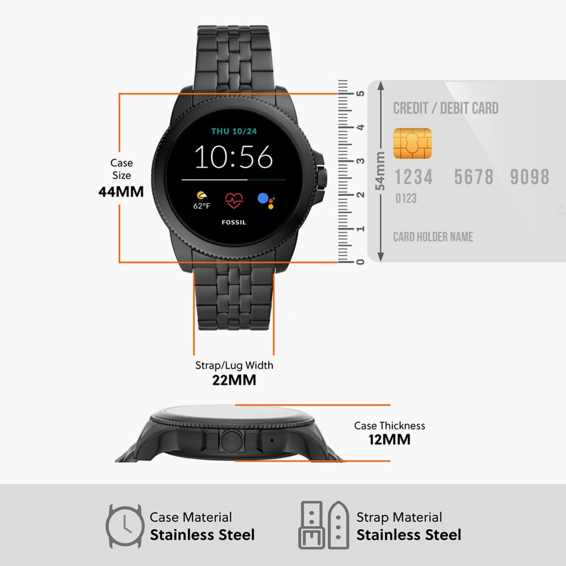 Buy FOSSIL Men Round Smart Watch with Metal Strap FTW4056I from