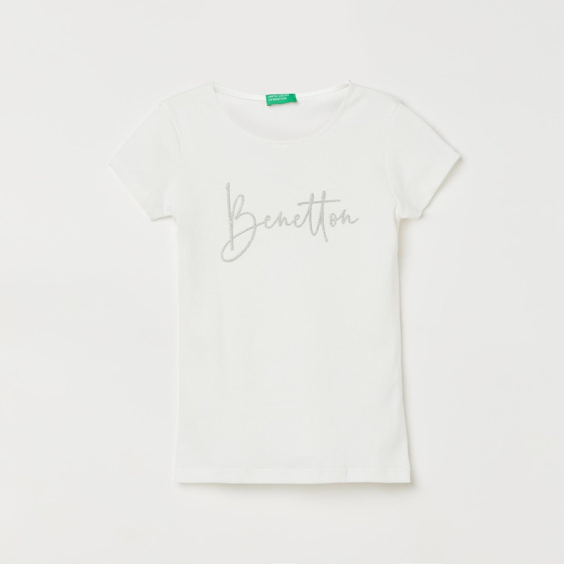 UNITED COLORS OF BENETTON Girls Typographic Print Round Neck T-shirt
