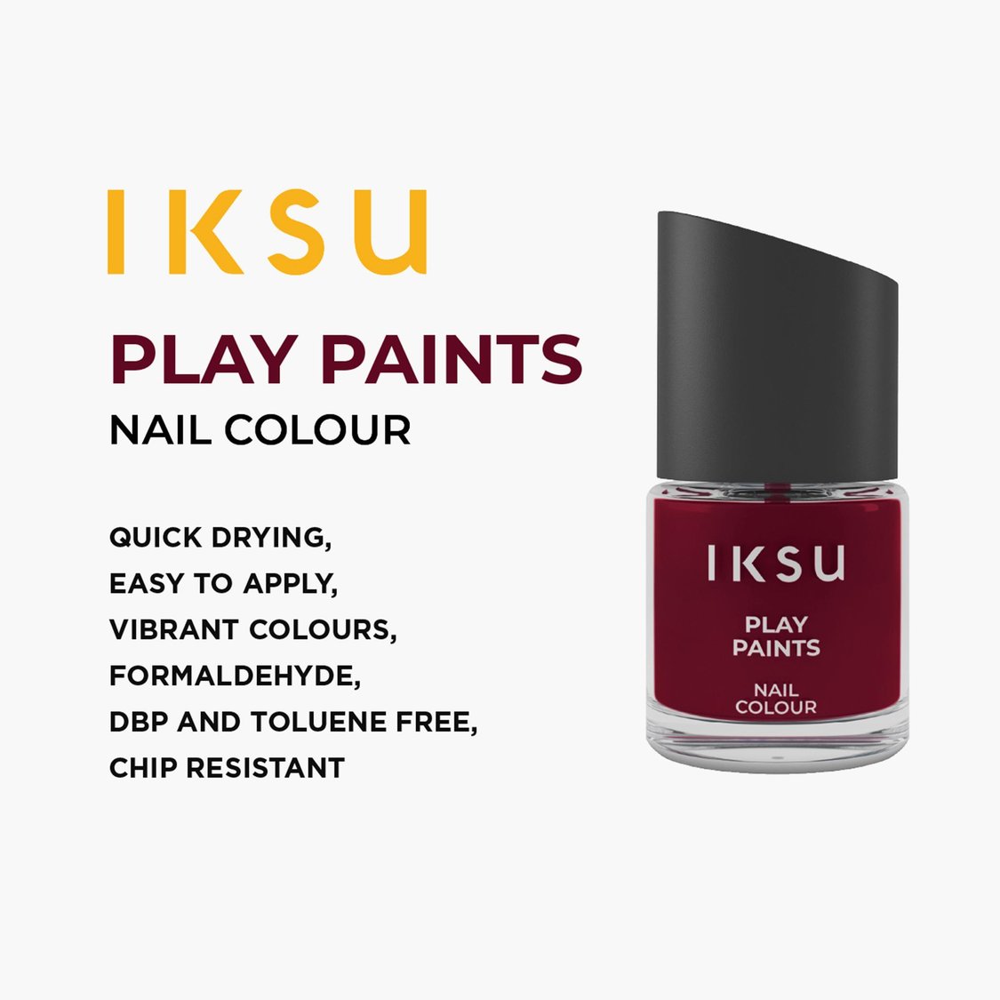 IKSU Play Paints Nail Colour - Maroon Macaron - 8ml
