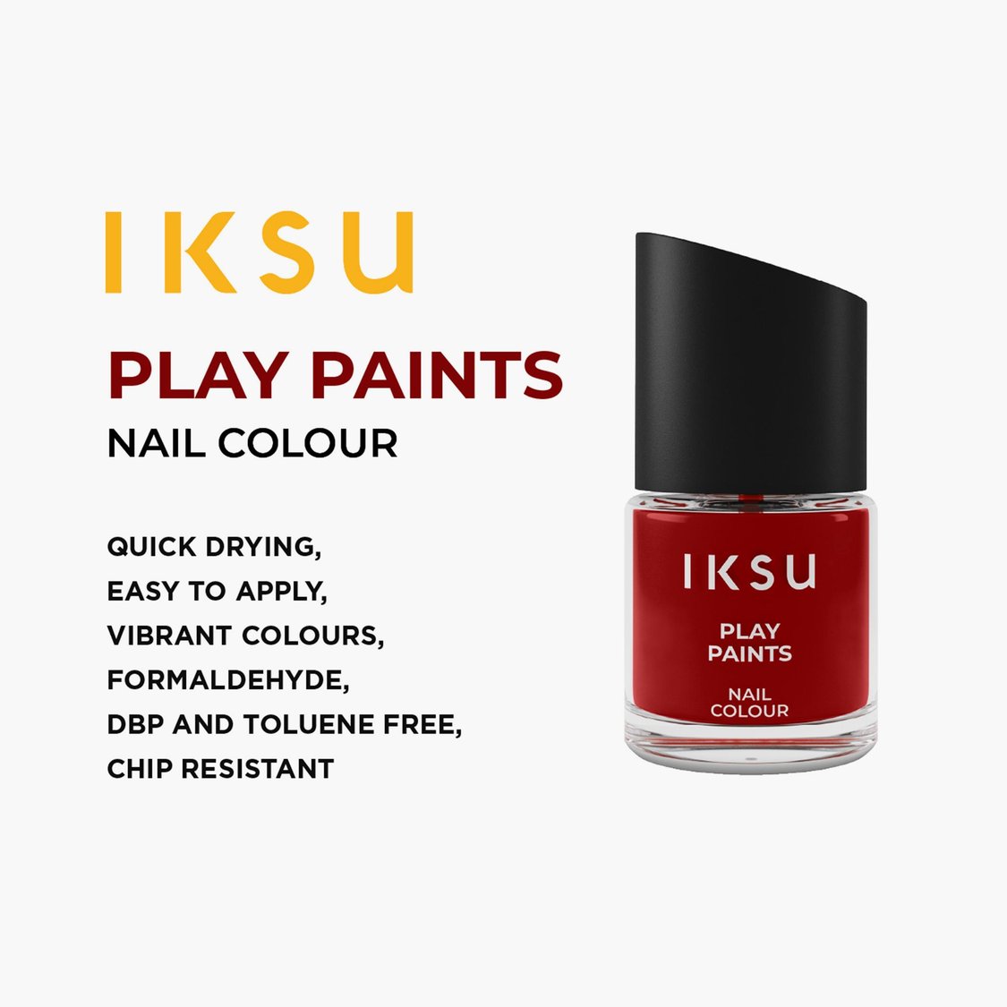 IKSU Play Paints Nail Colour - Chilli Red - 8ml