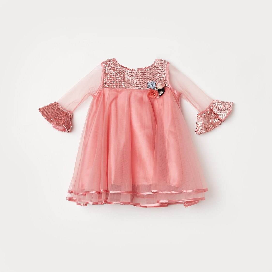 PEPPERMINT Girls Embellished Bell Sleeves Dress
