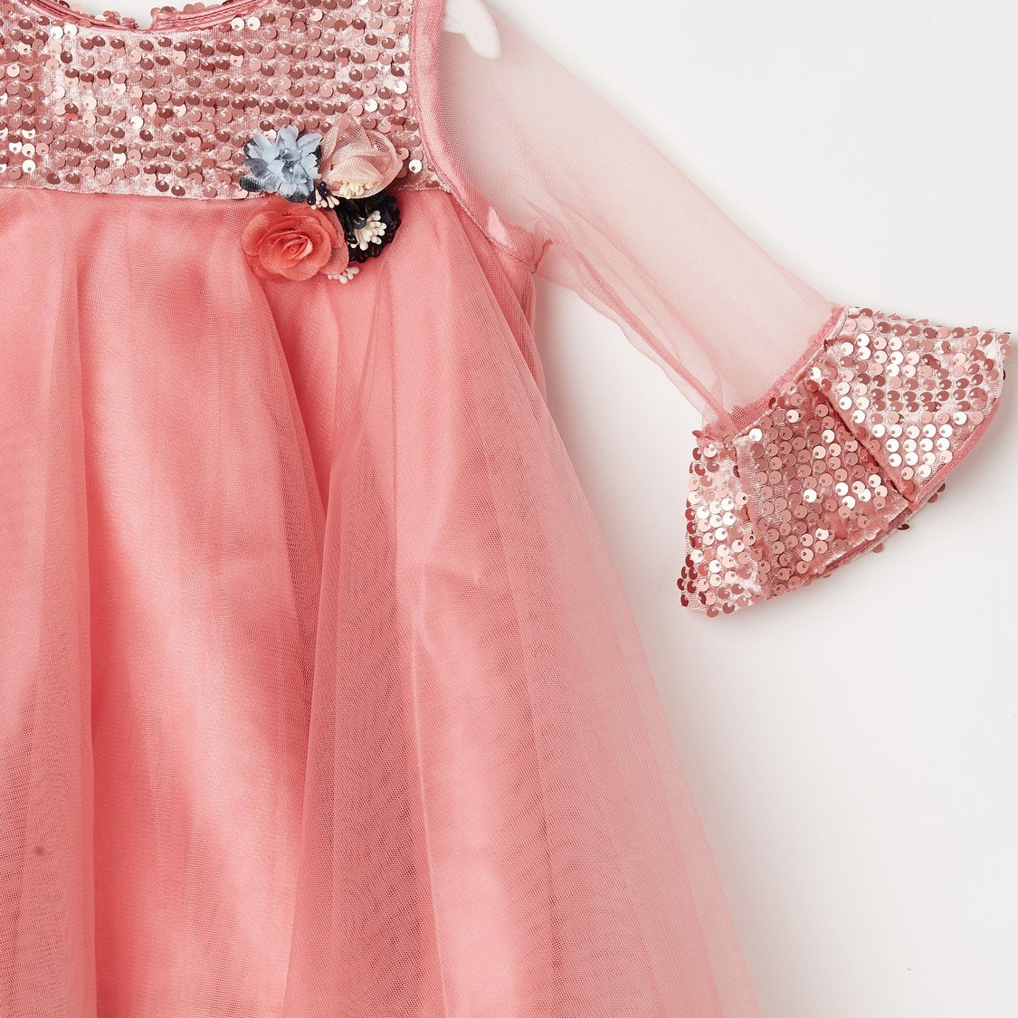 PEPPERMINT Girls Embellished Bell Sleeves Dress