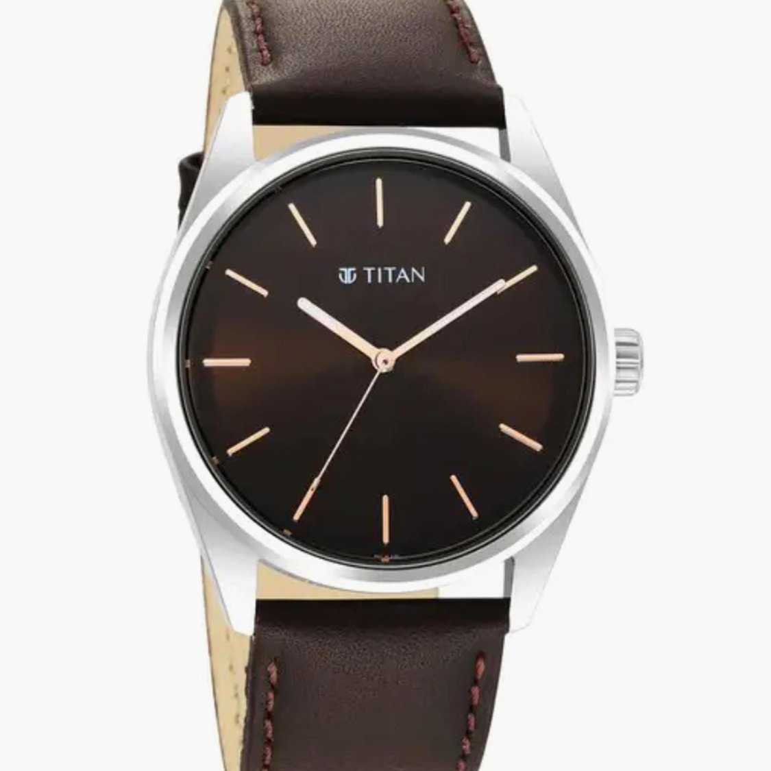 Buy TITAN Men Solid Leather Strap Analog Watch 1866SL02 from - Main Image