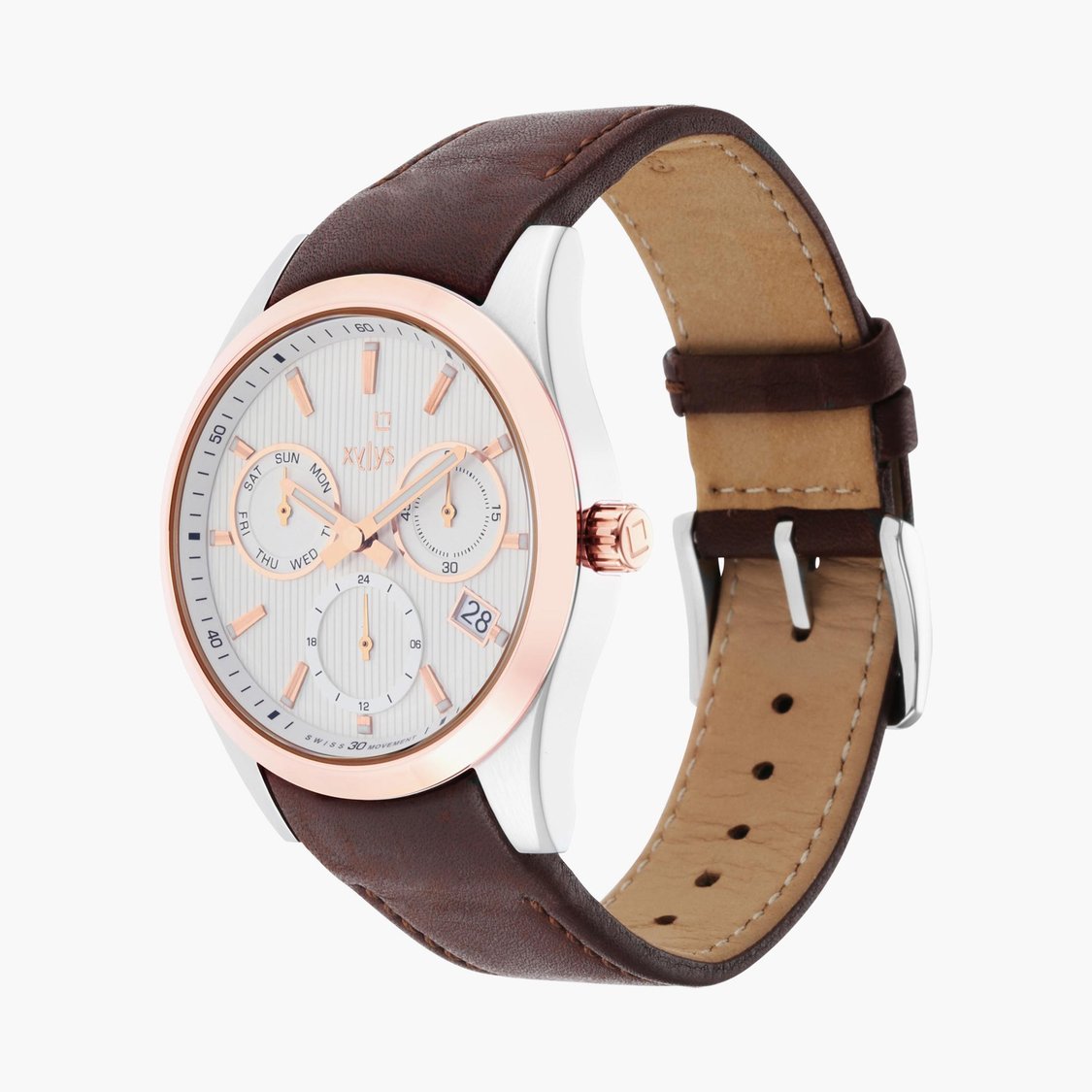 Buy XYLYS Men Multifunction Watch with Leather Strap - 40052KL01E